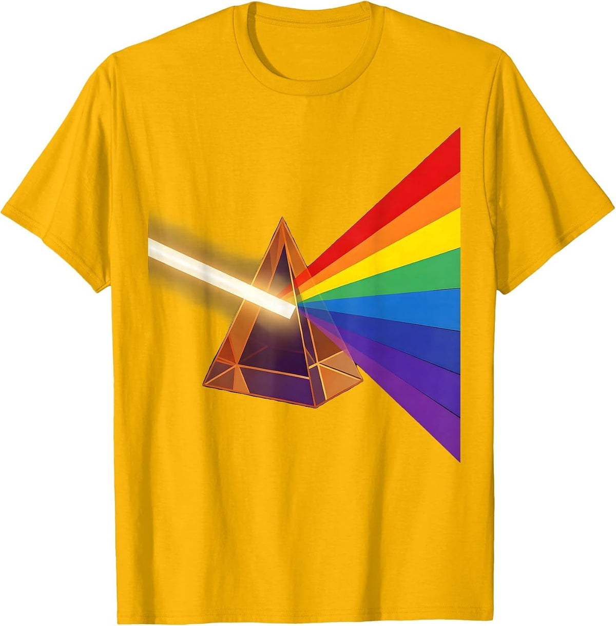 Men's Science Teacher Prism Rainbow Light Illustration T-Shirt - Golden Yellow