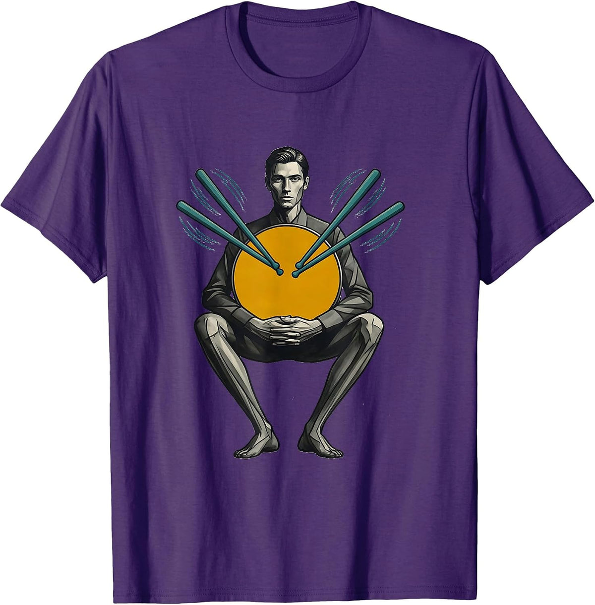 Drummer Bass Circle Midcentury Modern Drummer Gift T-Shirt - Purple