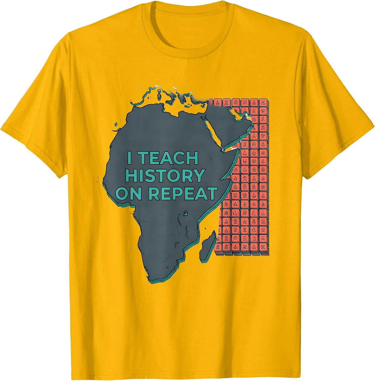 I Teach History On Repeat Funny History Teacher Gift T-Shirt, Men, Golden Yellow, Small - As Pictured