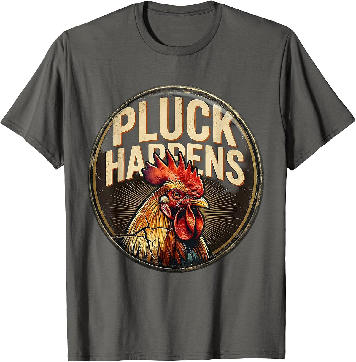 Men's Pluck Happens Vintage Pheasant Hunter Upland Bird Hunting T-Shirt - Asphalt Grey