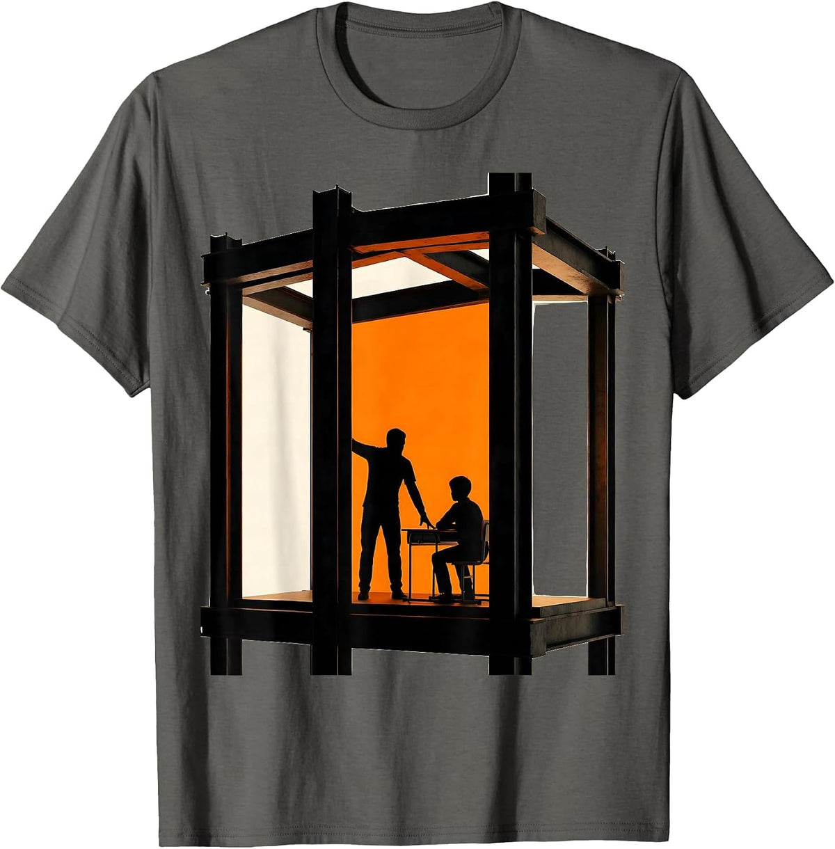 Men's Brutalist Classroom Support Staff Appreciation T-Shirt - Asphalt Grey
