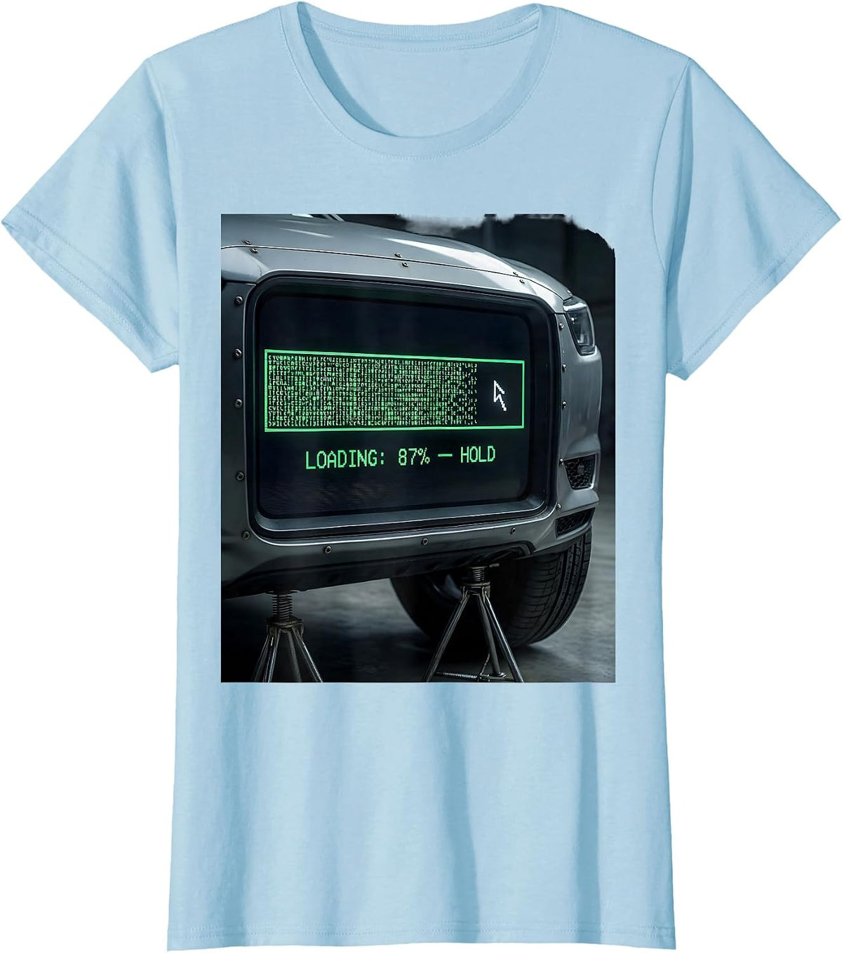 LOADING: 87% — HOLD Funny Car Guy Mechanic Garage Humor T-Shirt - Baby Blue