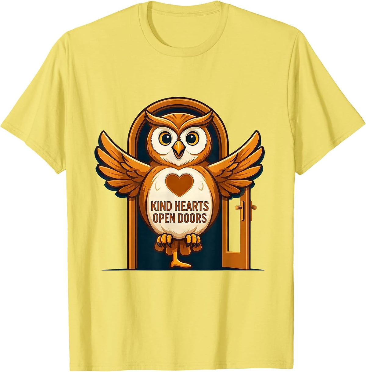 Men's Kind Hearts Open Doors Altruismo House Design T-Shirt - Lemon Yellow