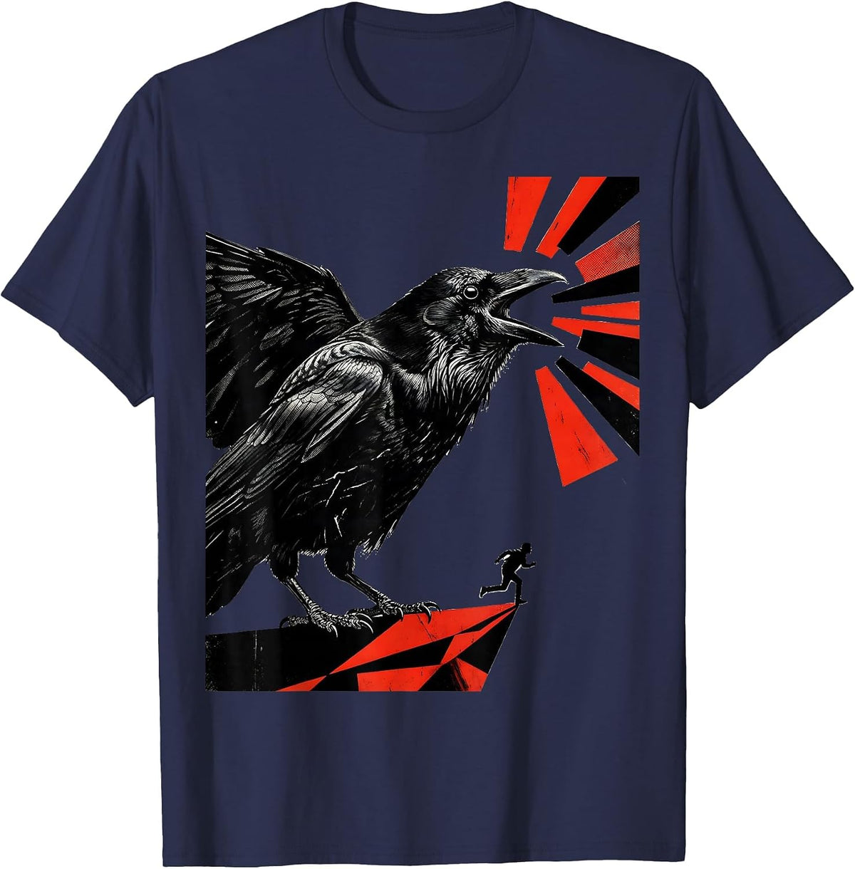 Men's F-Caw-F Crow Dark Humor Gothic Bird Lover Gift T-Shirt - Navy Blue