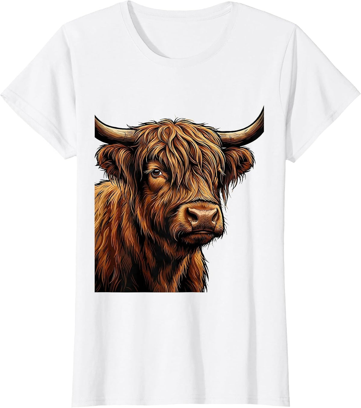 Highland Cow Cartoon Whimsical Humor T-Shirt - White