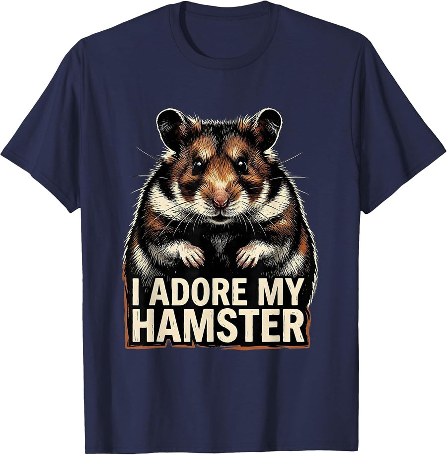 I Adore My Hamster Funny Hamster Lover Retro Meme Humor T-Shirt - Navy Blue