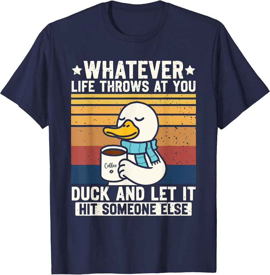 Graphic Tees for Men Women Teens Funny Duck Quotes T-Shirt - Navy Blue
