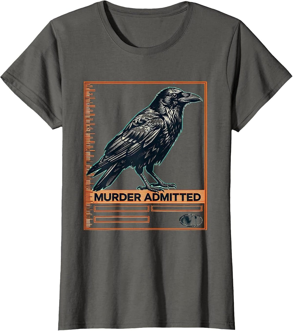 Women's Murder Admitted Gothic Raven Humor Crow Lover Literary Pun T-Shirt - Asphalt Grey
