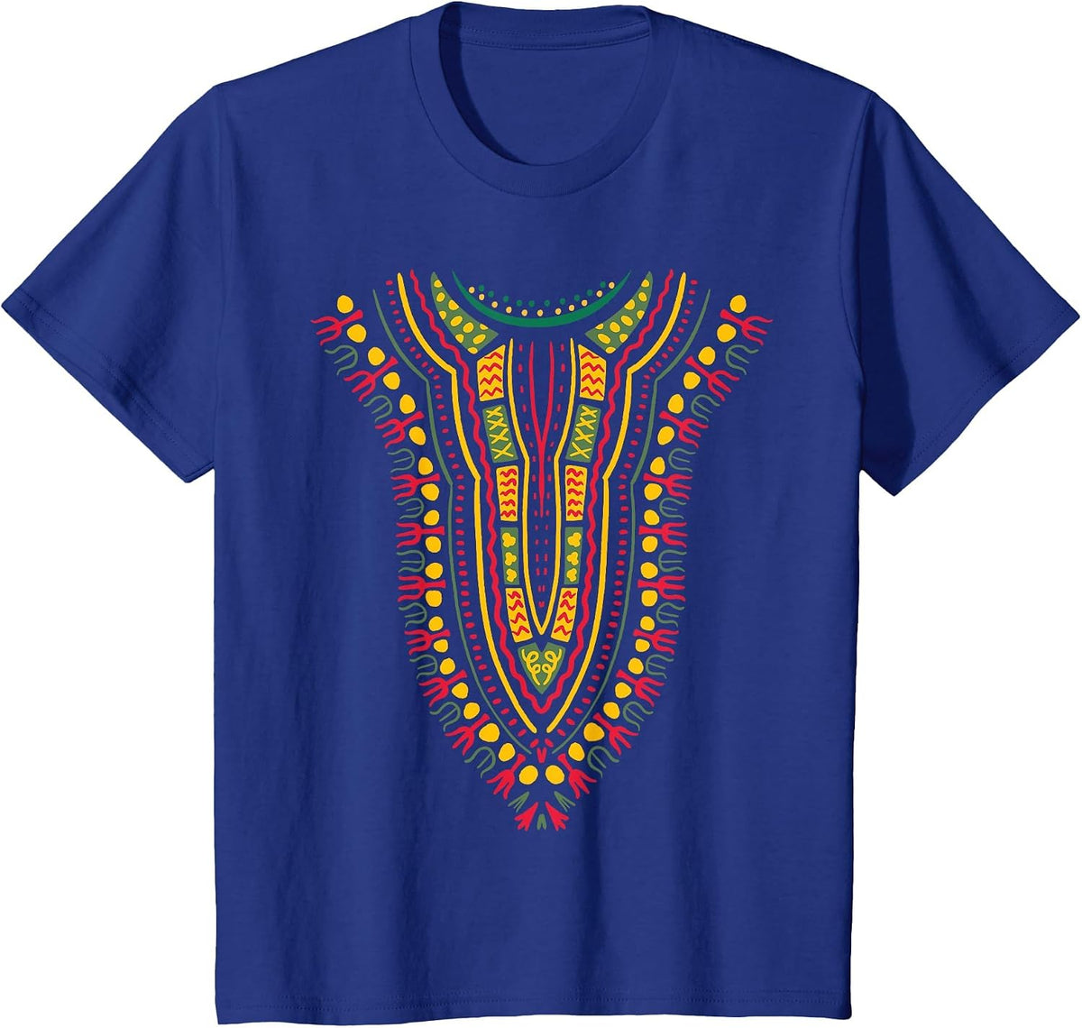 Dashiki Print Kente Ethnic African Pride for Kids Boys Girls T-Shirt - Royal Blue