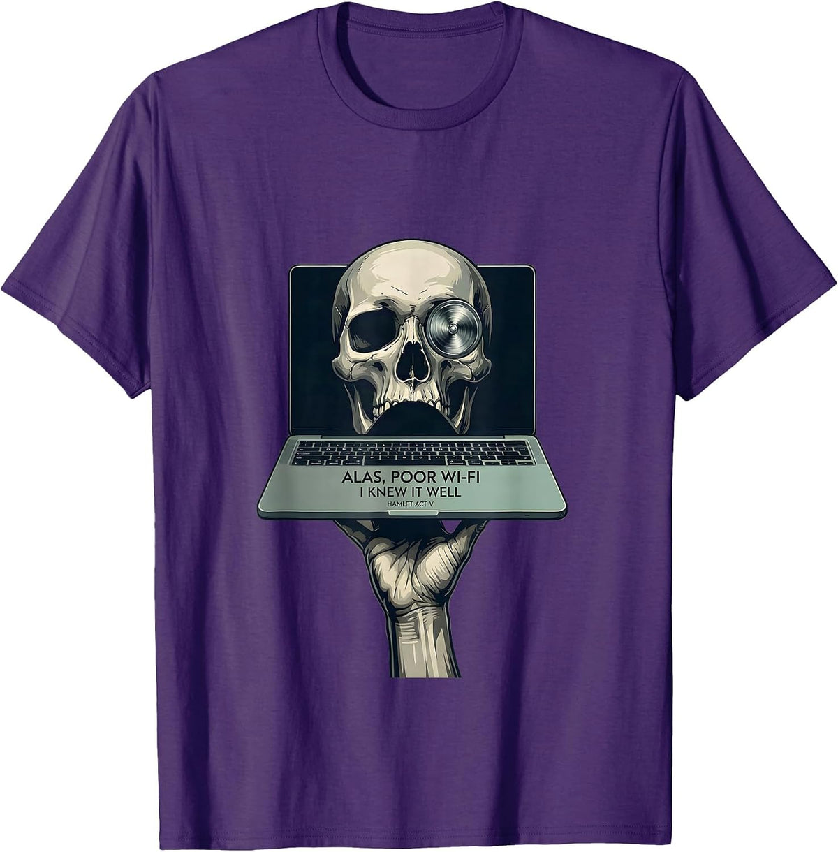 Men's Alas, Poor Wi-Fi, I Knew It Well, Hamlet Act V Funny T-Shirt - Purple