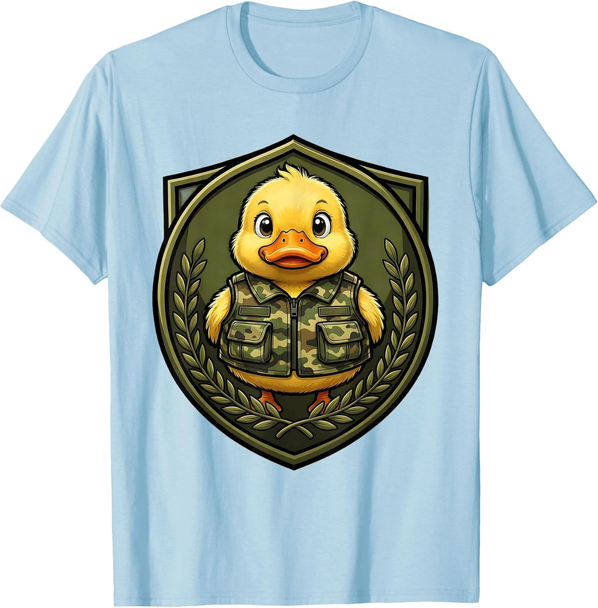 Men's Toddler Camo Baby Duck Tiny Vest Illustration T-Shirt - Baby Blue