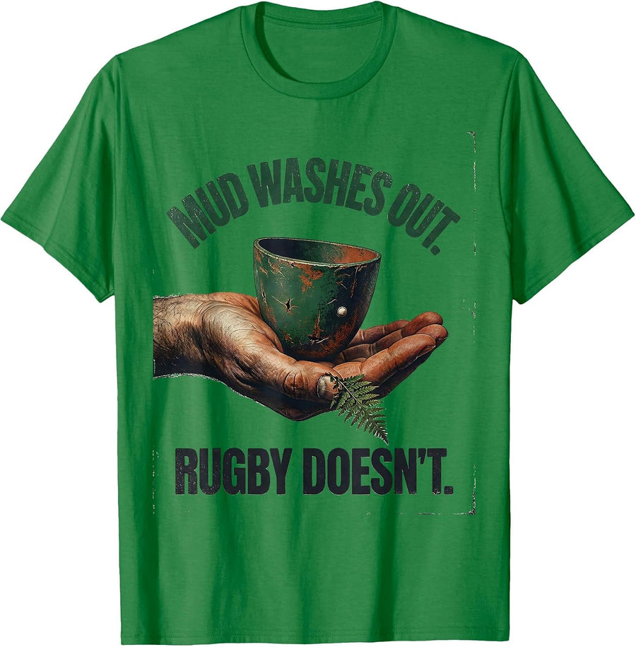 Men's Mud Washes Out Rugby Doesn't Vintage New Zealand Rugby Fan T-Shirt - Kelly Green