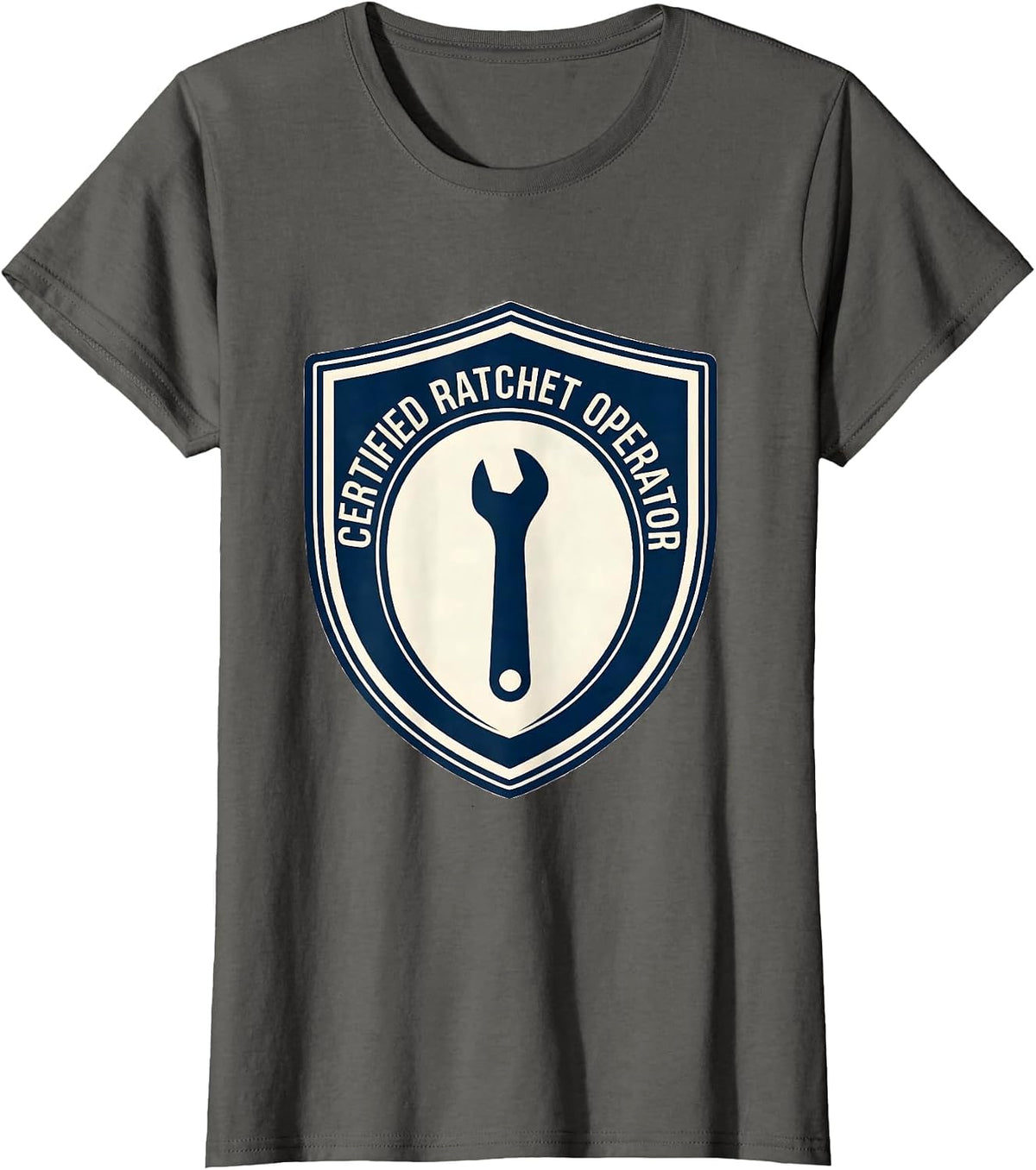 Women's Certified Ratchet Operator Funny Mechanic Handyman Auto T-Shirt - Asphalt Grey