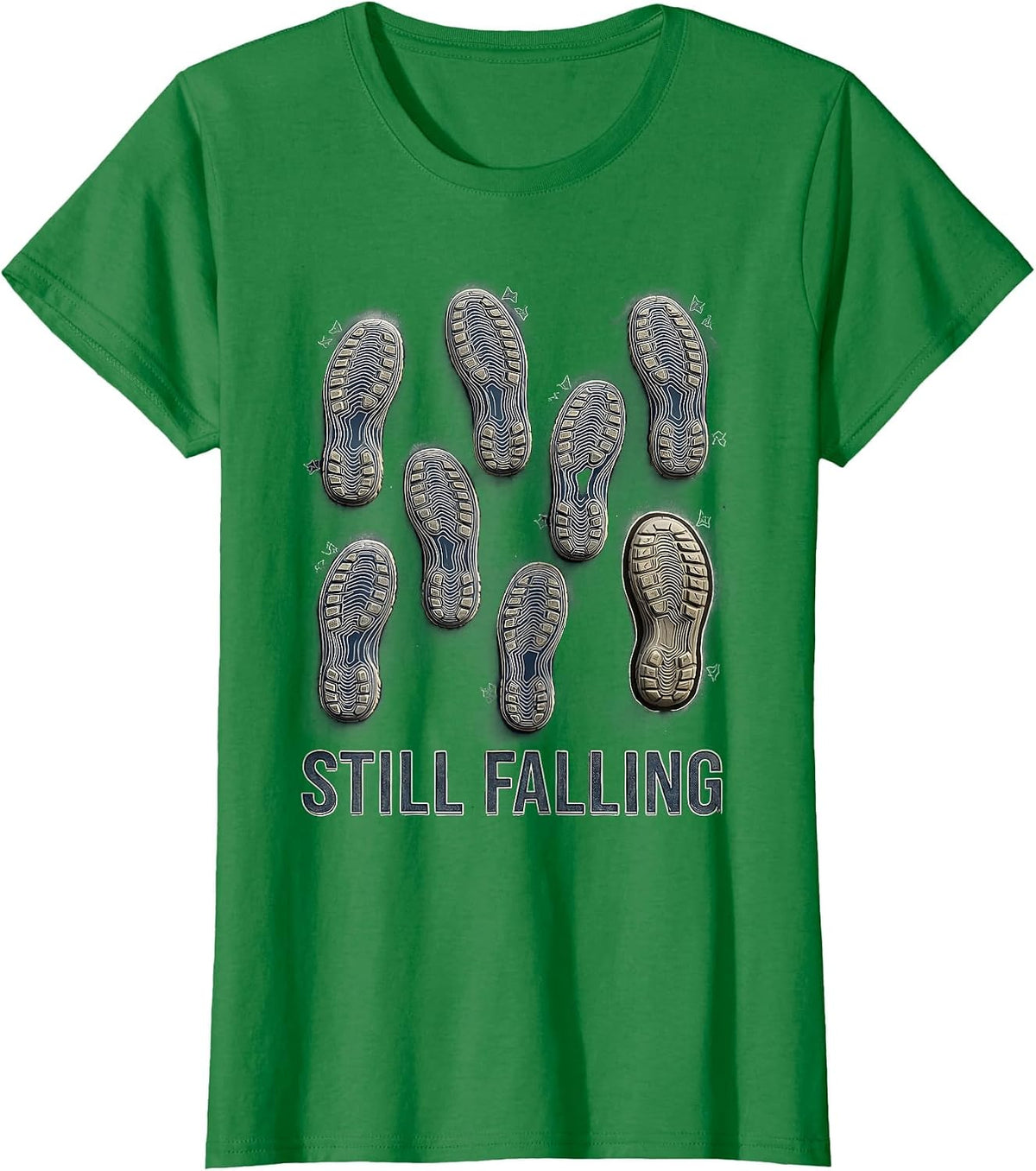 Still Falling Rock Climbing Bouldering Humor Topographic T-Shirt - Kelly Green