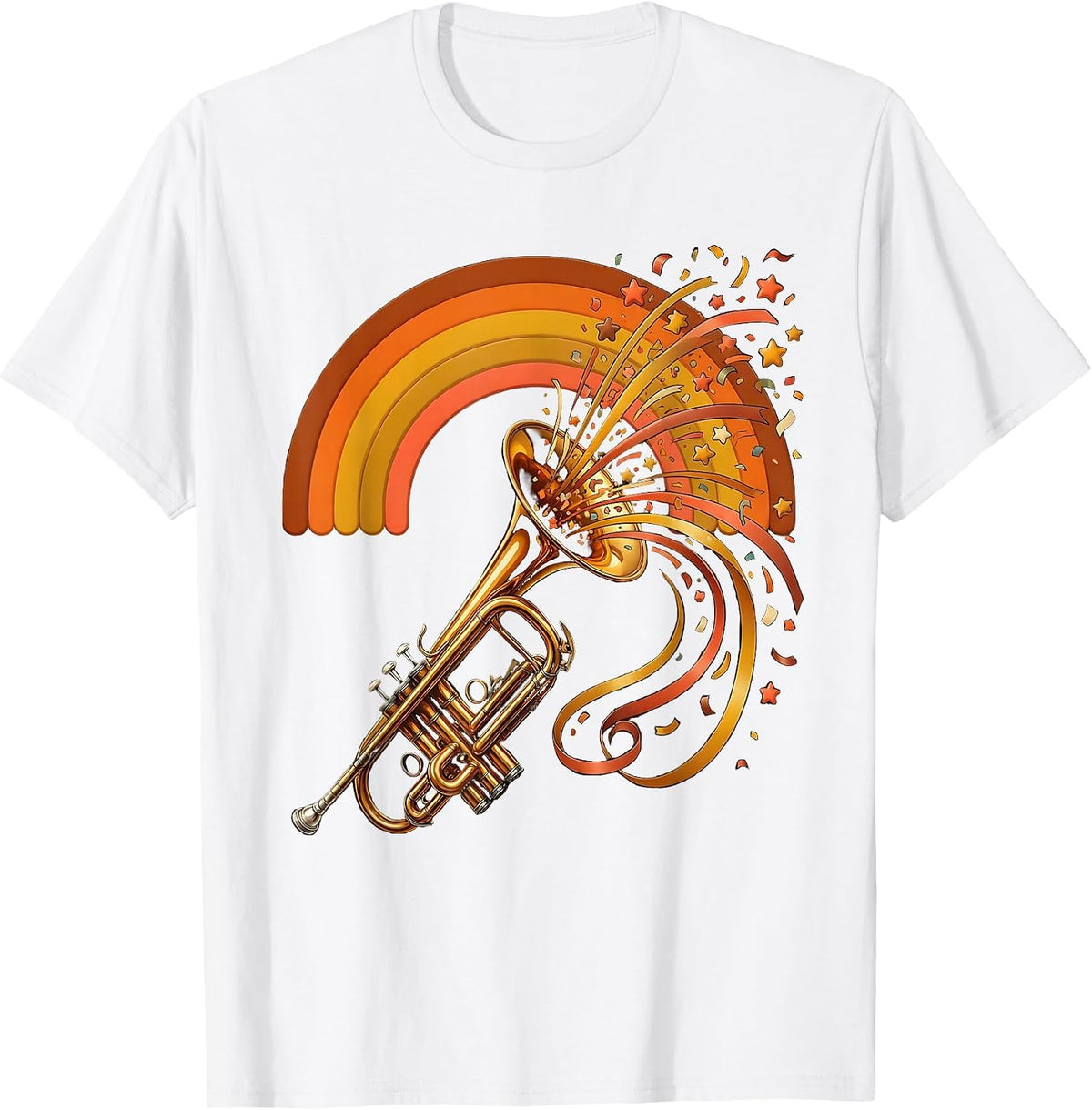 Mardi Gras Jazz Trumpet Confetti Explosion T-Shirt - White