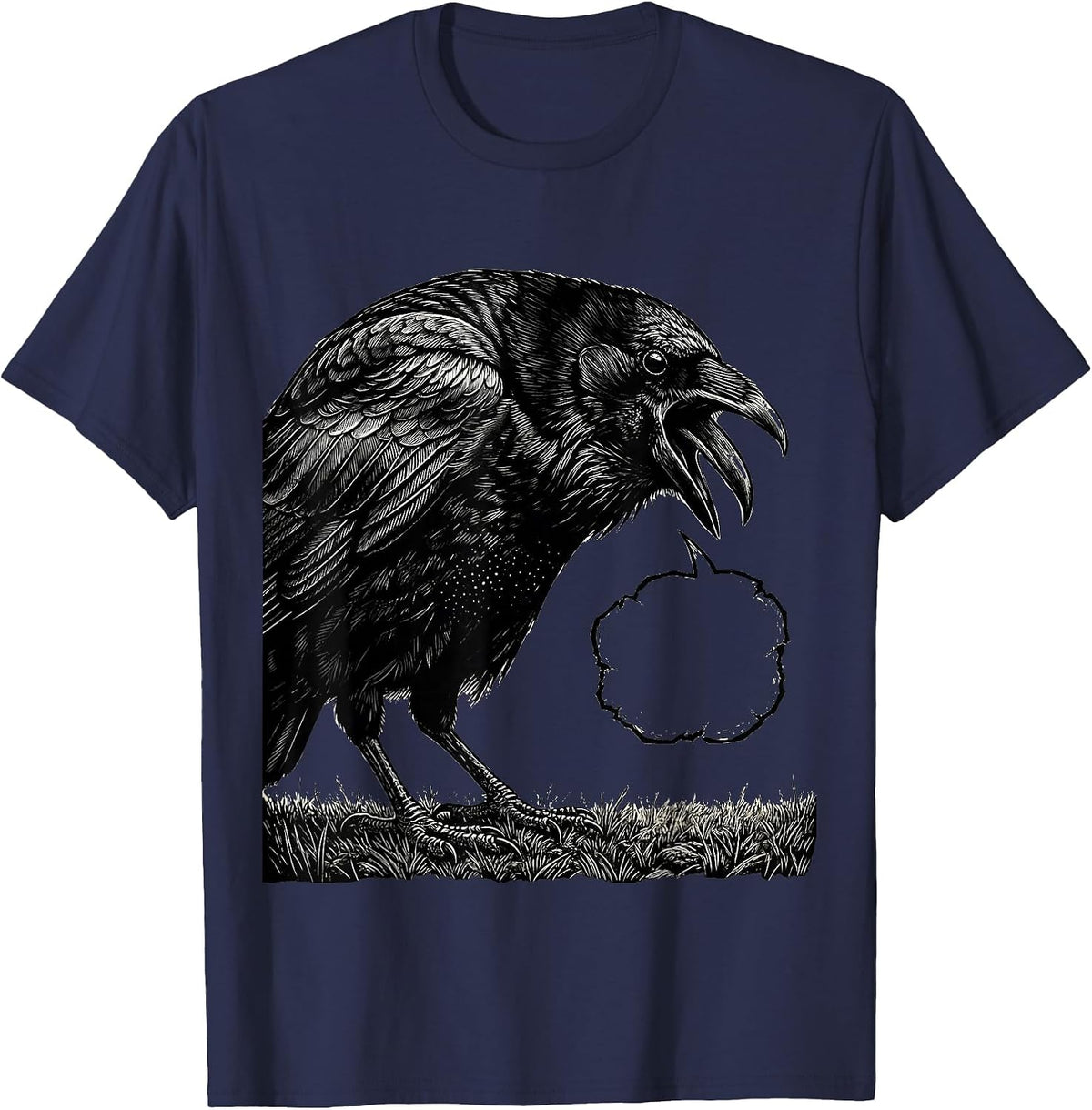 Men's Crow Raven Gothic Bird Lover Humor T-Shirt - Navy Blue