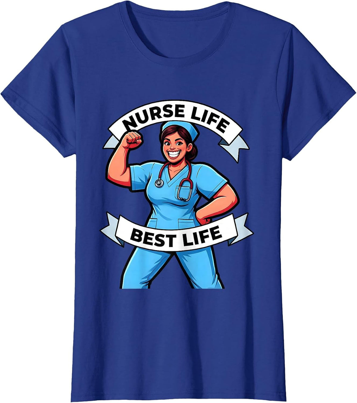 Women's Nurse Life Best Life Labor Day Medical Worker Design T-Shirt - Royal Blue