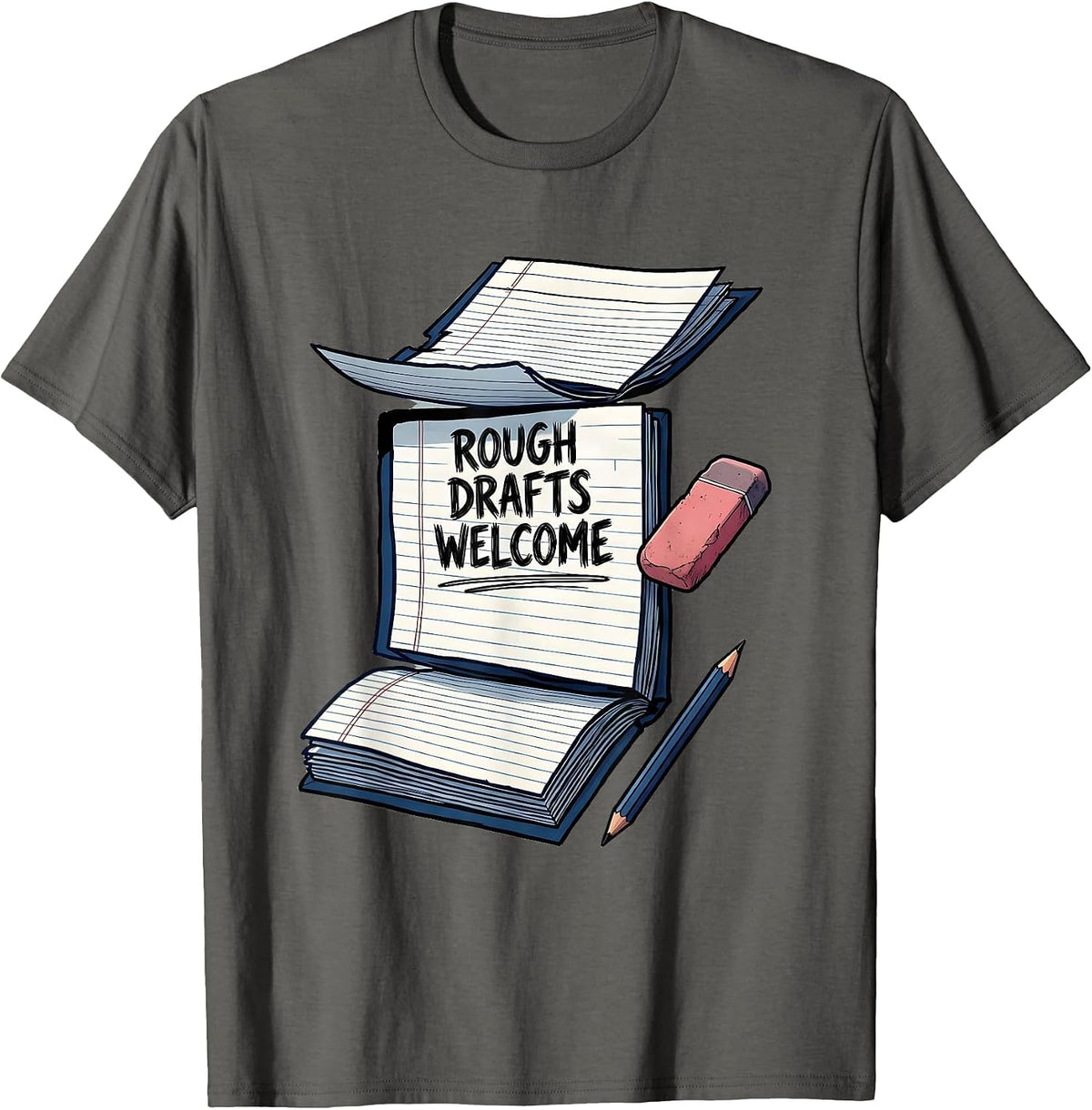 Men's Rough Drafts Welcome Growth Mindset Teacher Classroom T-Shirt - Asphalt Grey