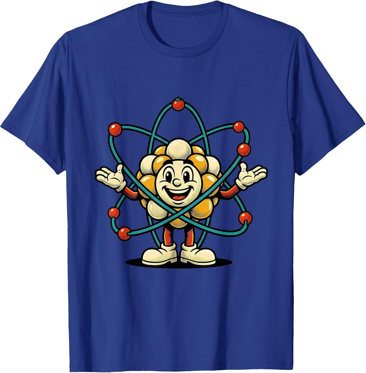 Men's Science Teacher Atomic Model Glowing Electrons Design T-Shirt - Royal Blue