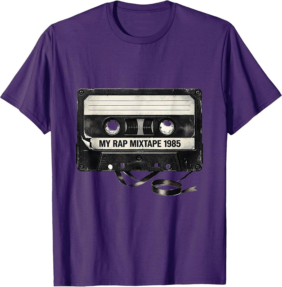 Men's My Rap Mixtape 1985 Retro Hip Hop Nostalgia 80s Mixtape T-Shirt - Purple