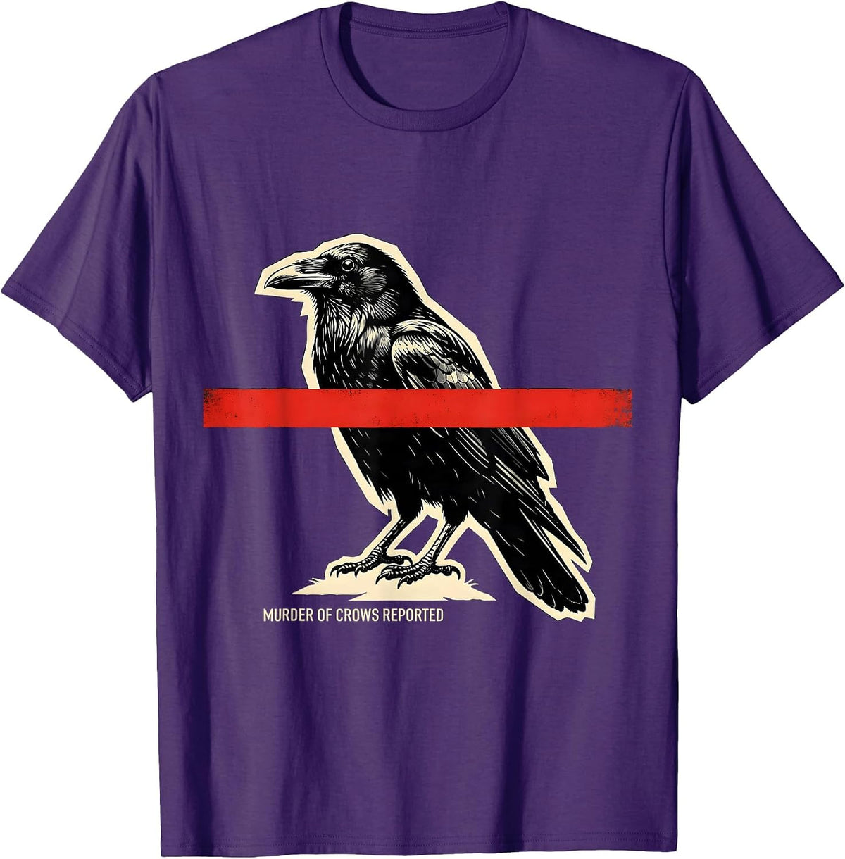 Murder Of Crows Reported Stencil Dark Humor Gothic Crow T-Shirt - Purple