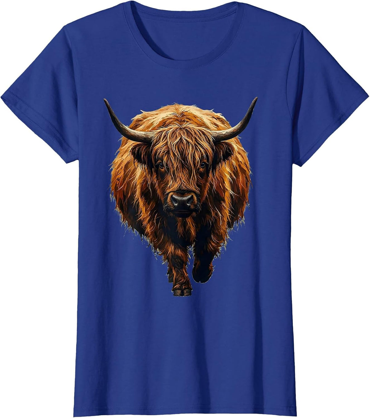 Women's Highland Cow Cute Scottish Humor Casual Wear T-Shirt - Royal Blue