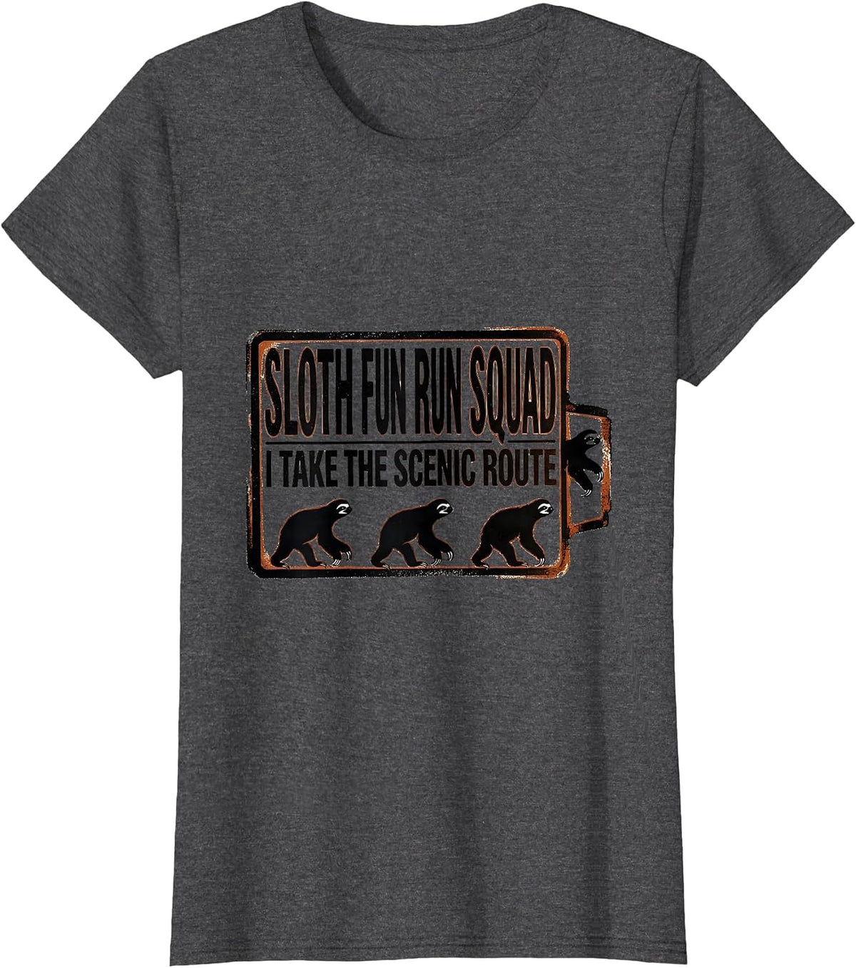 Women's Sloth Fun Run Squad I Take The Scenic Route Funny T-Shirt - Dark Heather Grey
