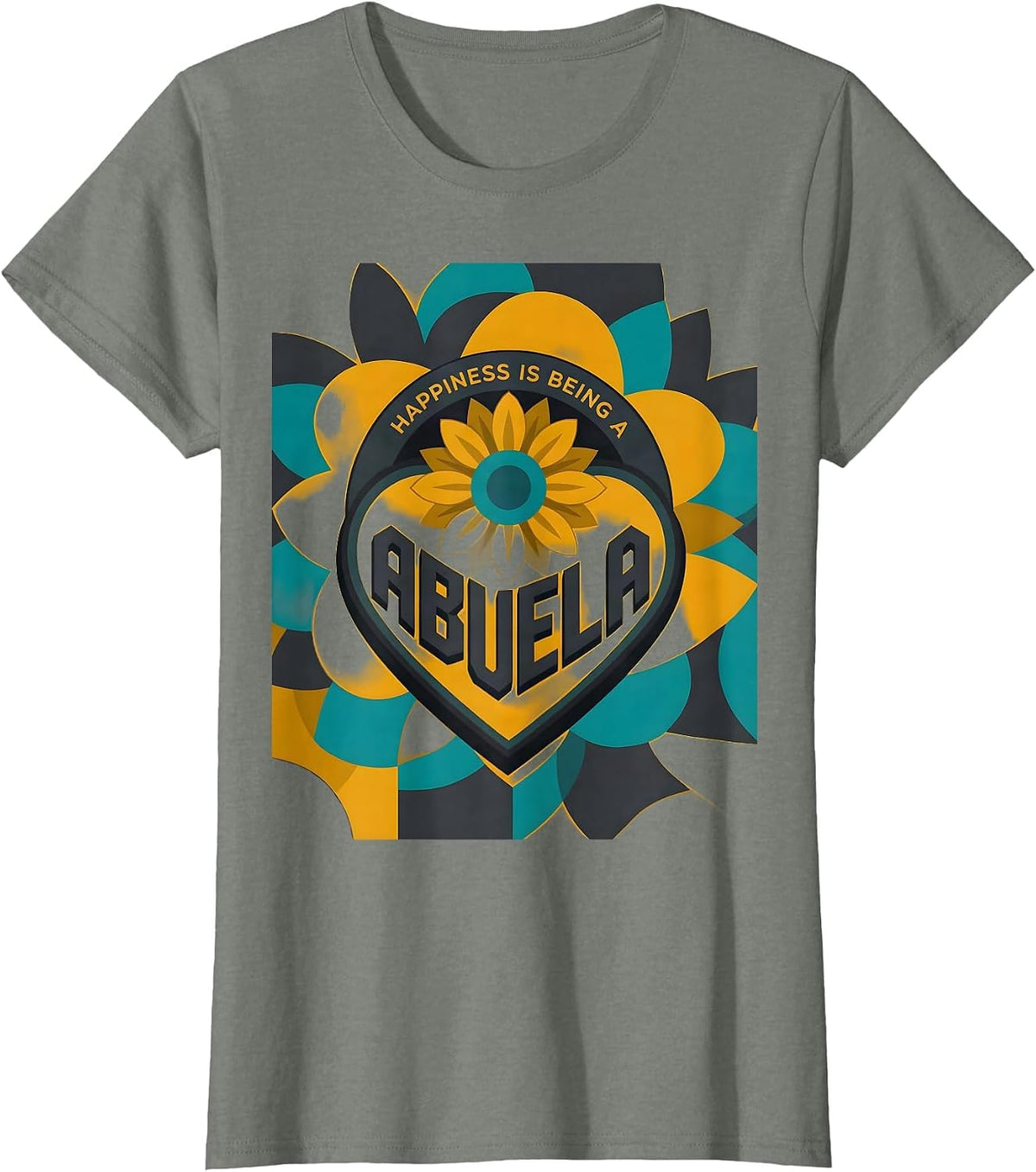 Happiness Is Being A Abuela Midcentury Modern Grandma T-Shirt - Olive Heather