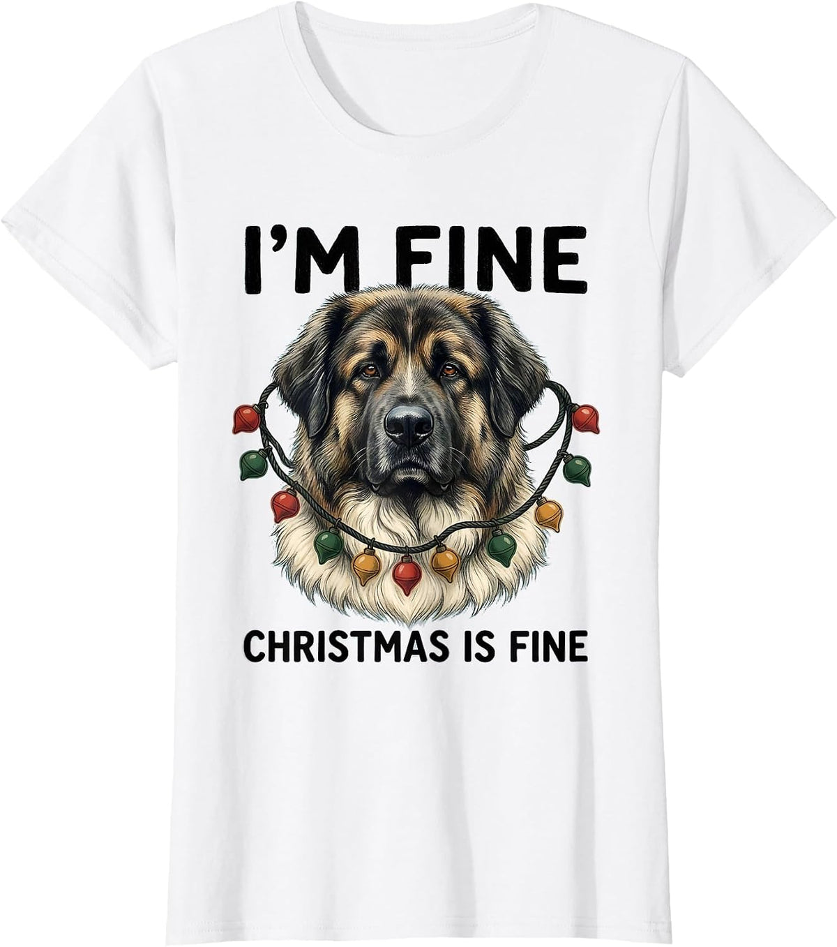 I'm Fine Christmas Is Fine Great Pyrenees Storybook Holiday T-Shirt - White