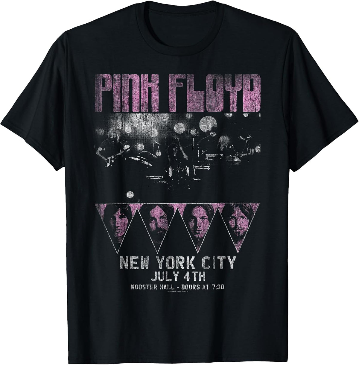Official Pink Floyd Rock Band Tour NYC Classic Retro Music T-Shirt, Men, Black, Small - As Pictured