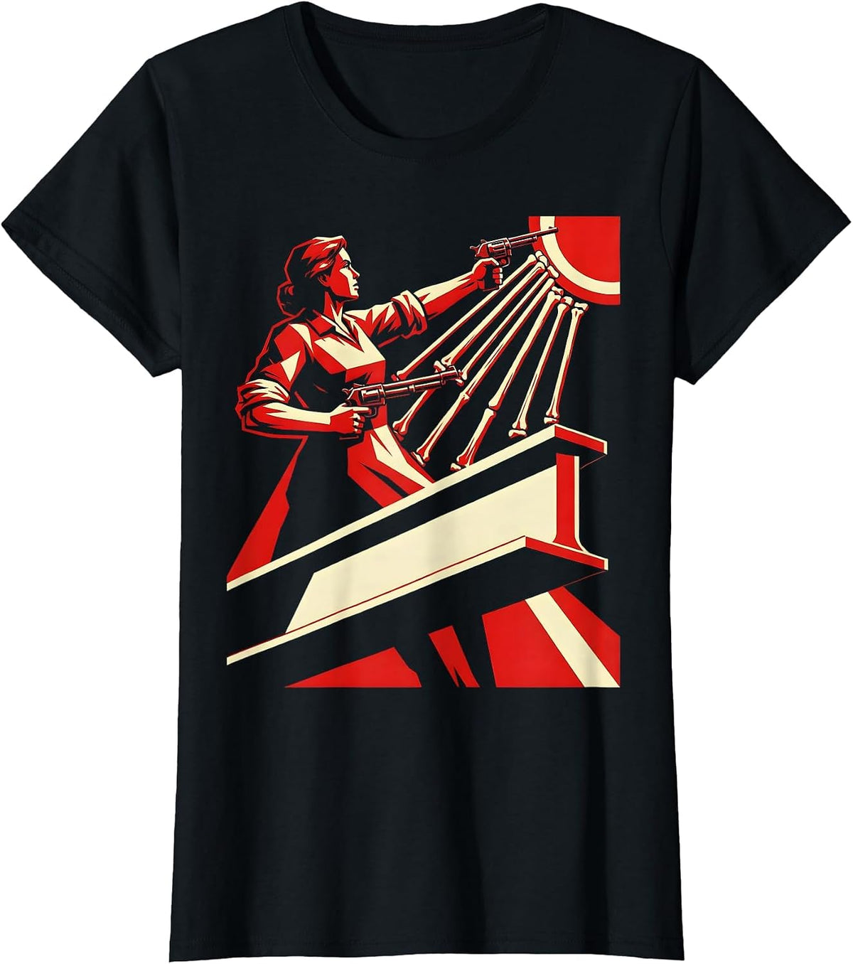 Women's Rosie the Riveter Skyscraper Steel Worker T-Shirt - Black