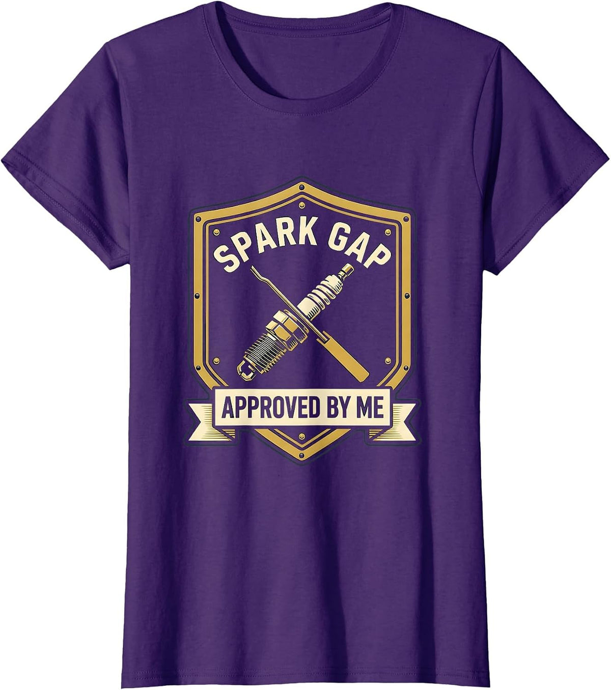 Women's Spark Gap Approved By Me Funny Car Guy Mechanic Garage Humor T-Shirt - Purple