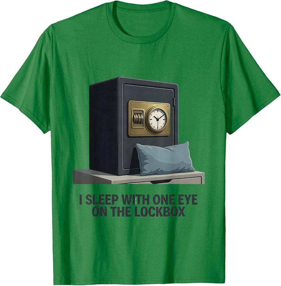 Men's I Sleep With One Eye On The Lockbox Funny Realtor Real T-Shirt - Kelly Green