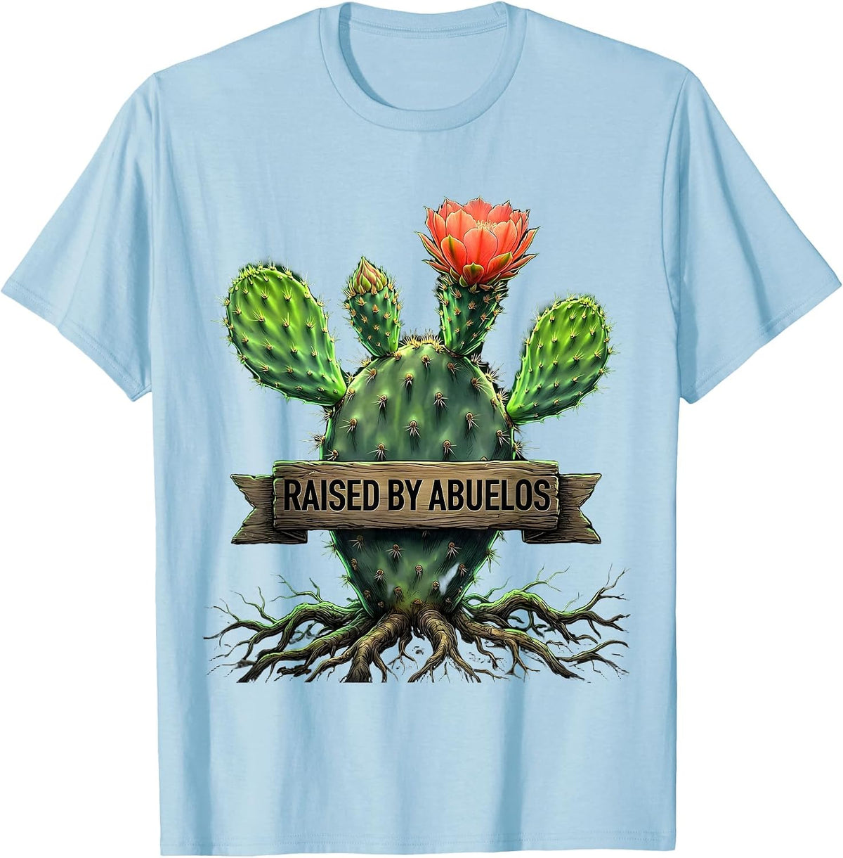 Raised by Abuelos Mexican Heritage Design T-Shirt - Baby Blue