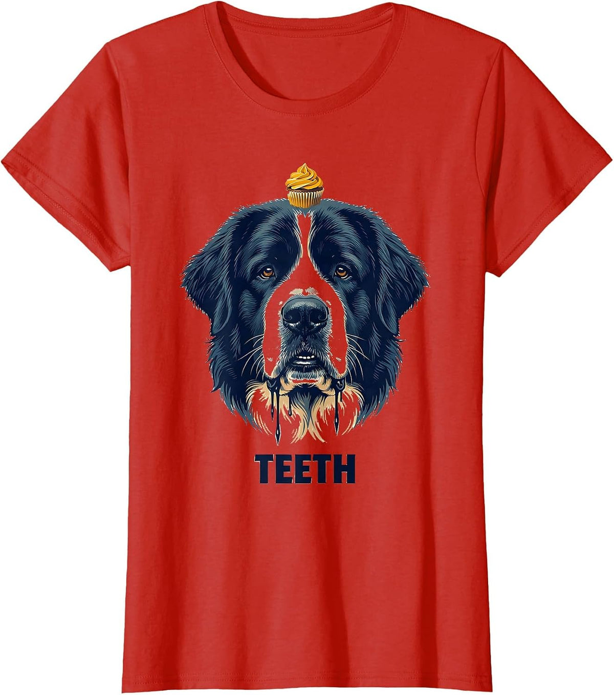 TEETH Funny Great Pyrenees Jowls Drooling Dog Mom Dog Dad T-Shirt - Red