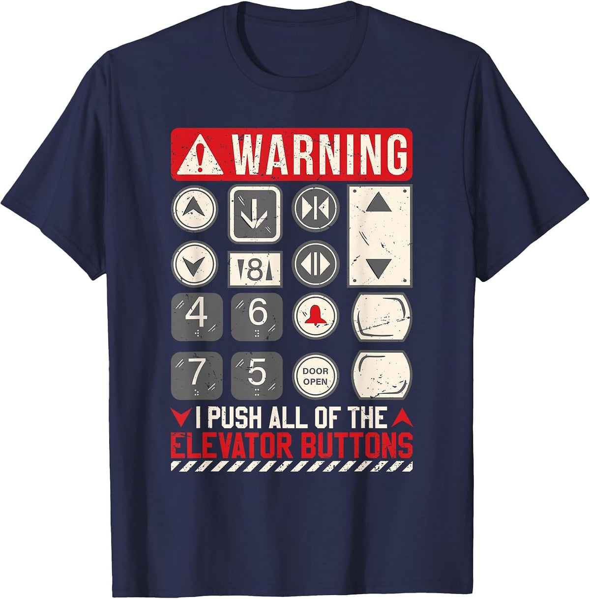 Elevator Button Elevator Mechanic Technician T-Shirt - Navy Blue