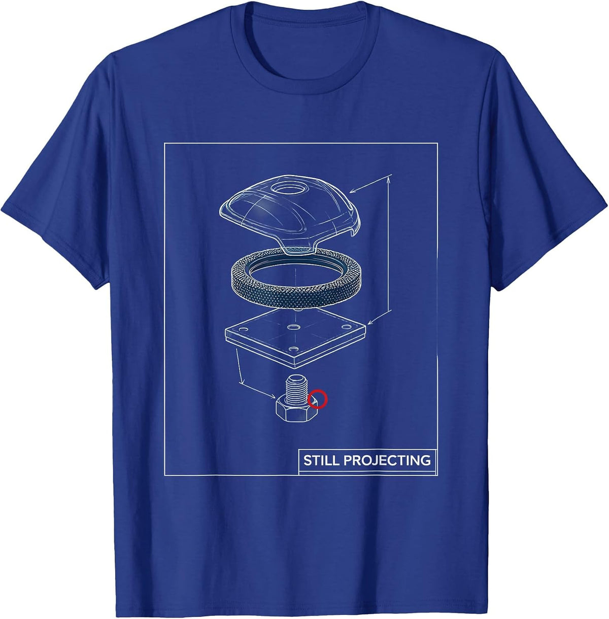 Still Projecting Rock Climbing Bouldering Humor Blueprint T-Shirt - Royal Blue