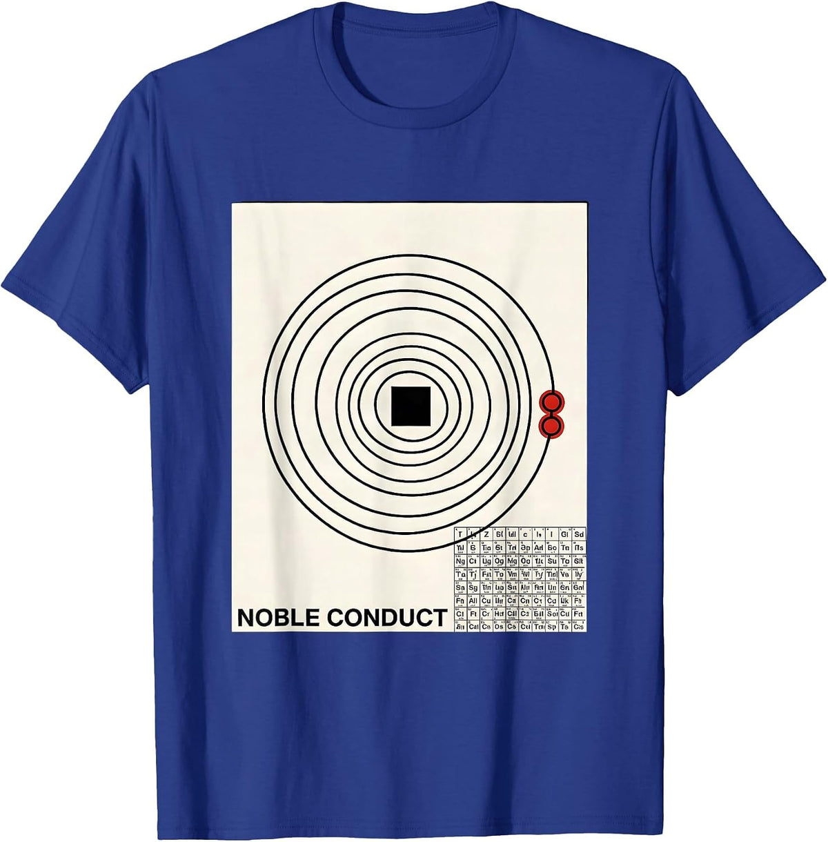 Men's Noble Conduct Swiss International Chemistry Humor Science T-Shirt - Royal Blue