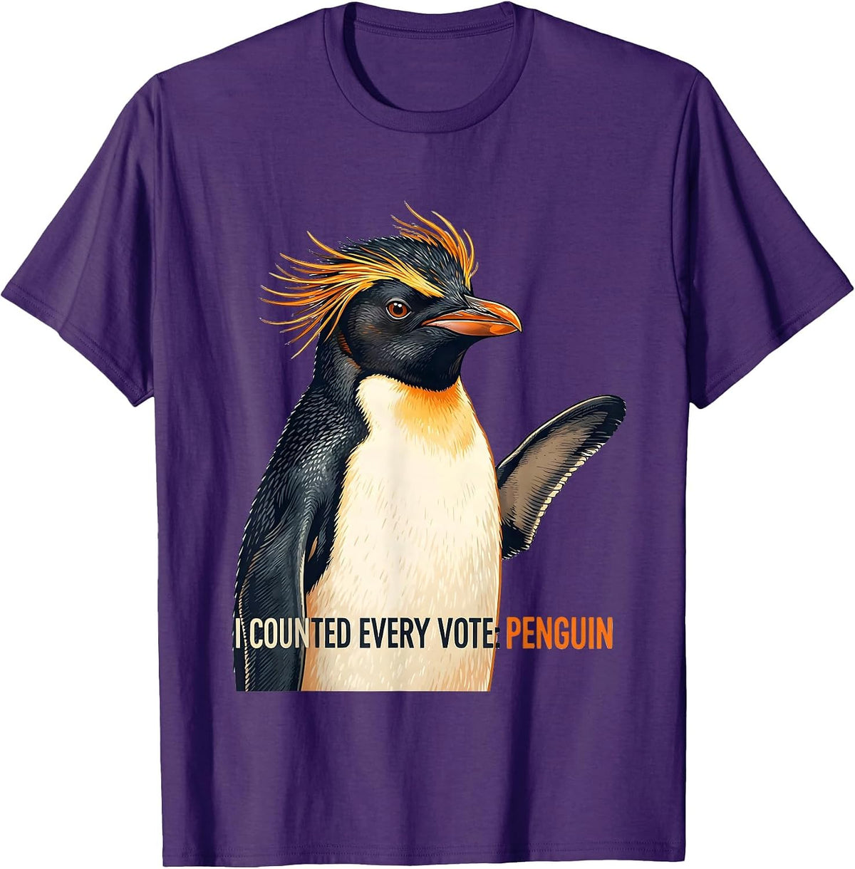 Men's I Counted Every Vote Penguin Funny Penguin Lover Humor T-Shirt - Purple