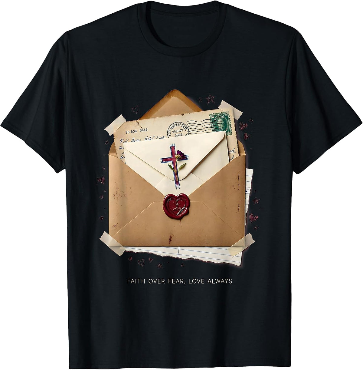 Men's Faith Over Fear Love Always Inspirational Design T-Shirt - Black