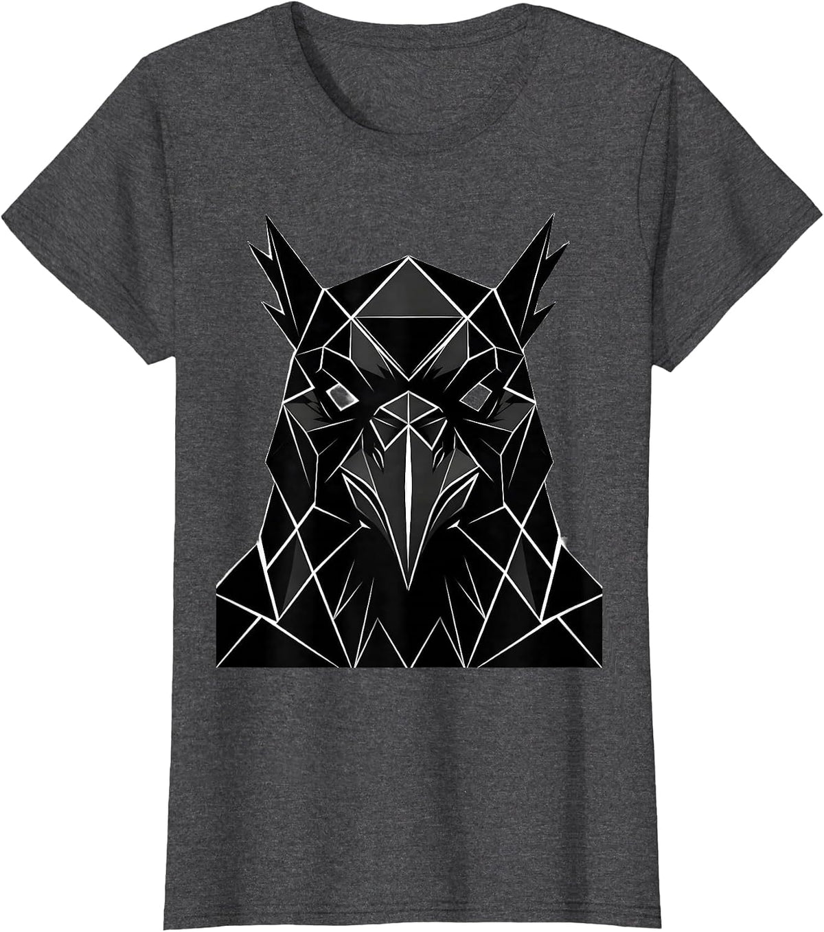 Women's Geometric Diamond Crow Face Graphic T-Shirt - Dark Heather Grey