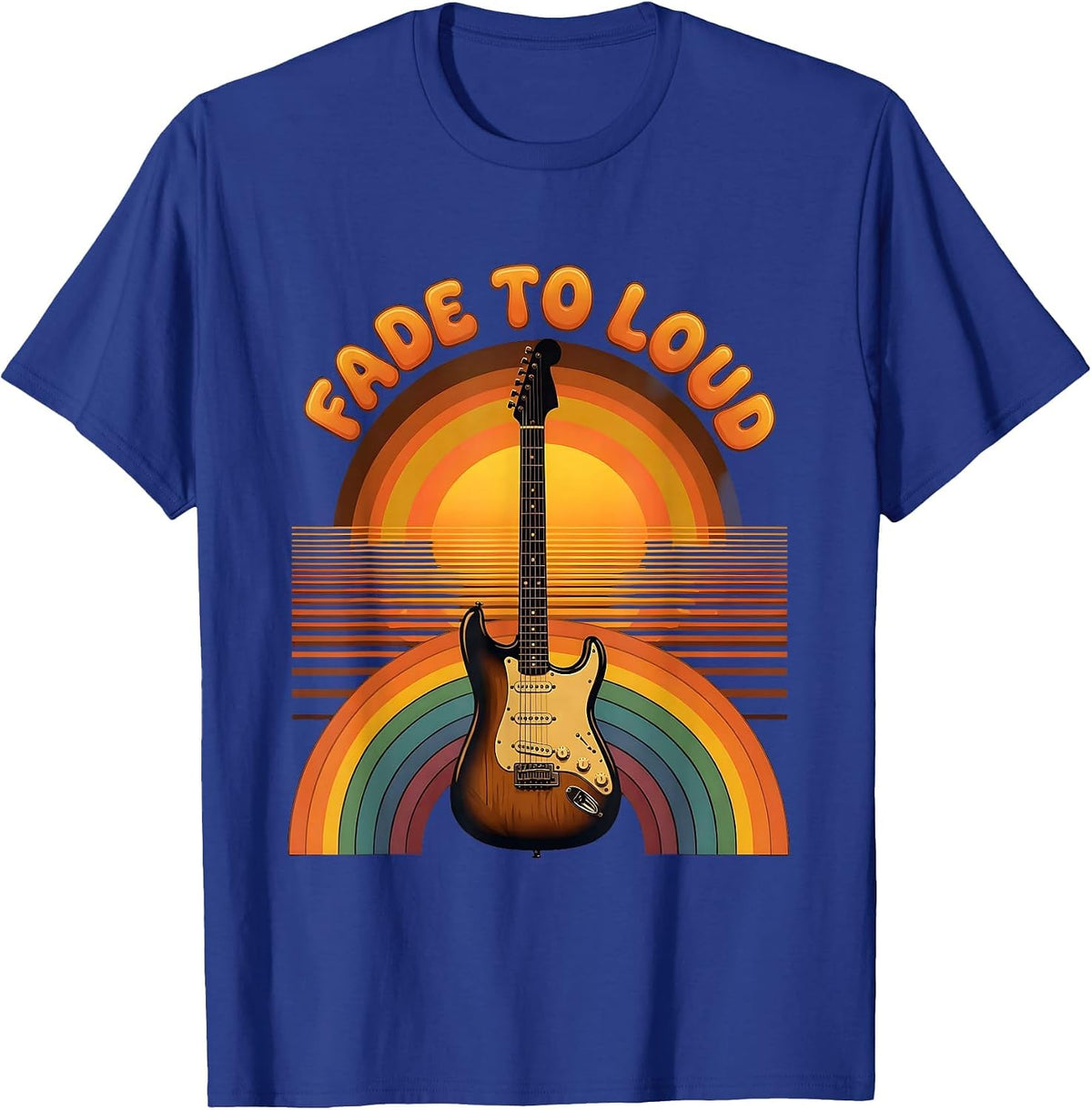Men's Fade to Loud 80s Rock Band Graphic Design T-Shirt - Royal Blue
