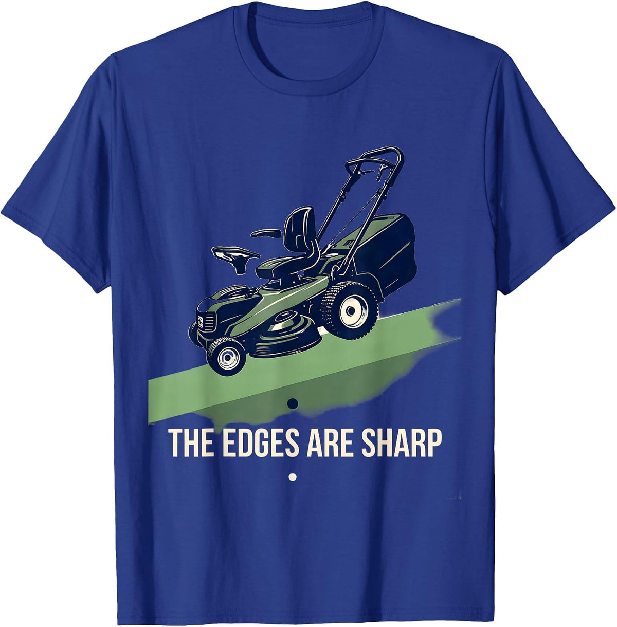 Men's The Edges Are Sharp Exploded View Lawn Mowing Dad Humor T-Shirt - Royal Blue