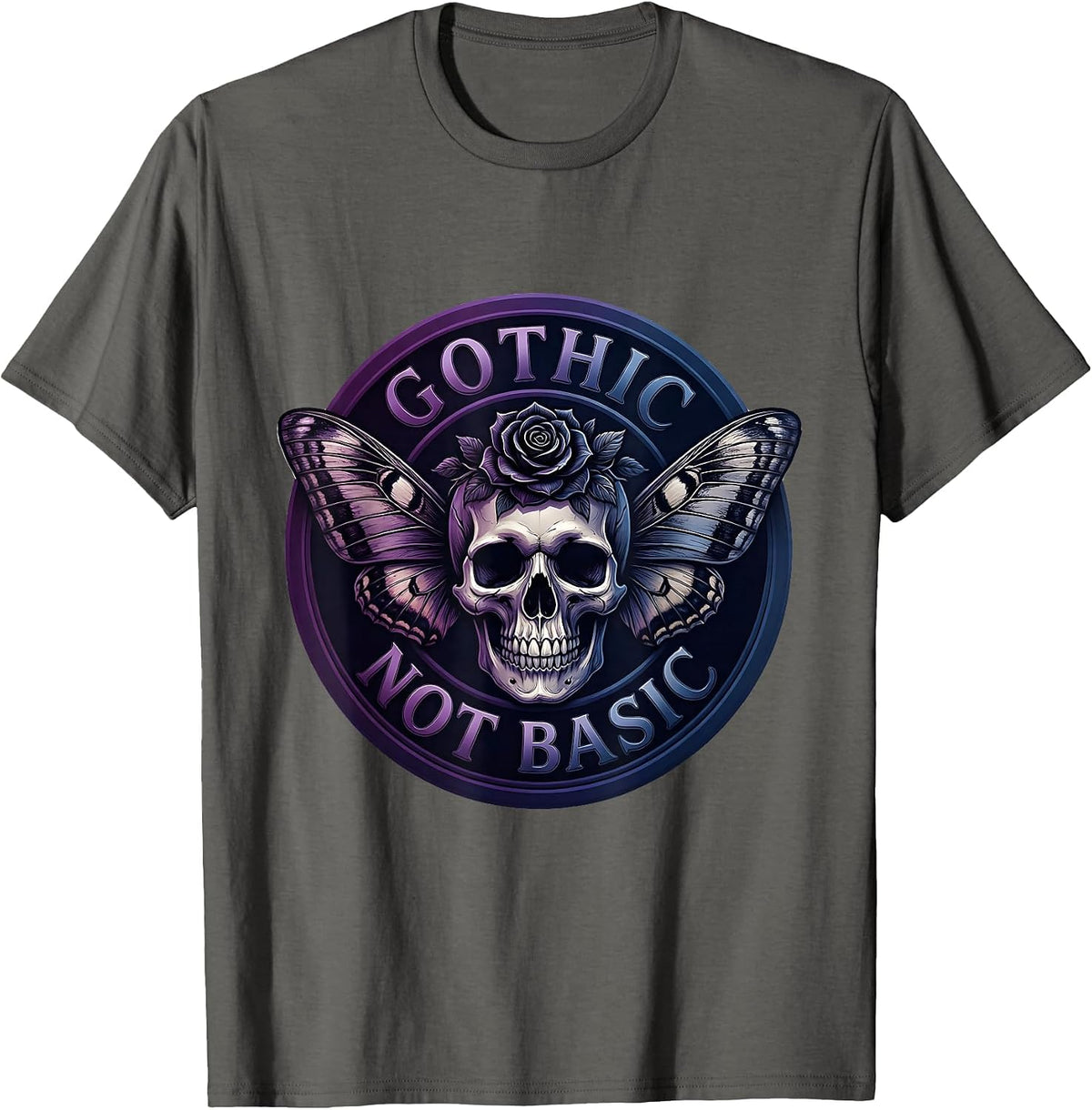 Gothic Not Basic Dark Aesthetic Design T-Shirt - Asphalt Grey