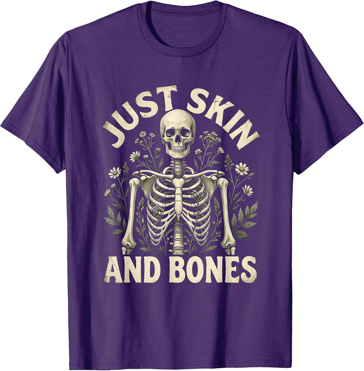 Just Skin and Bones Graphic Design T-Shirt - Purple