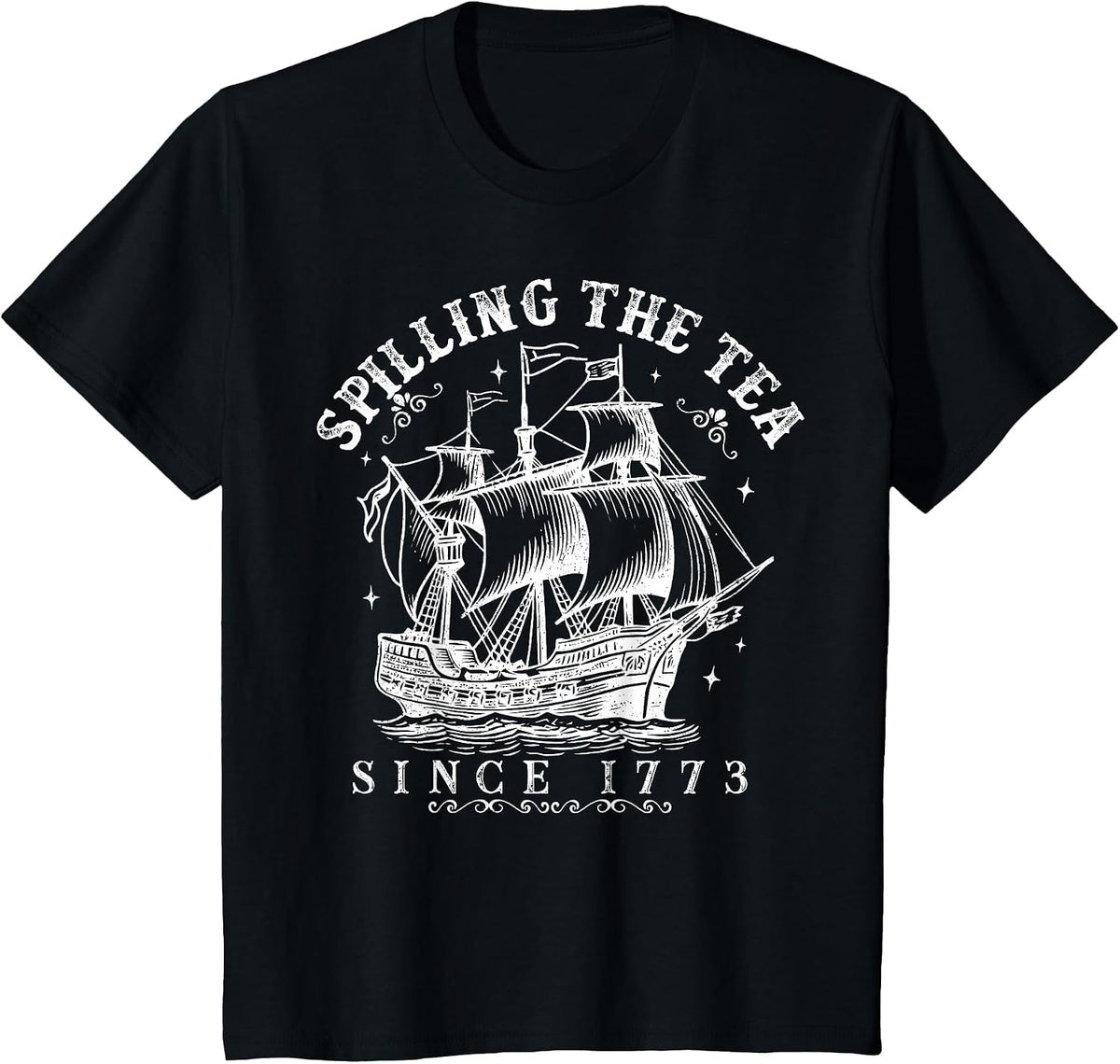 Spilling The Tea Since 1773 Vintage Patriotic 4th of July T-Shirt - Black
