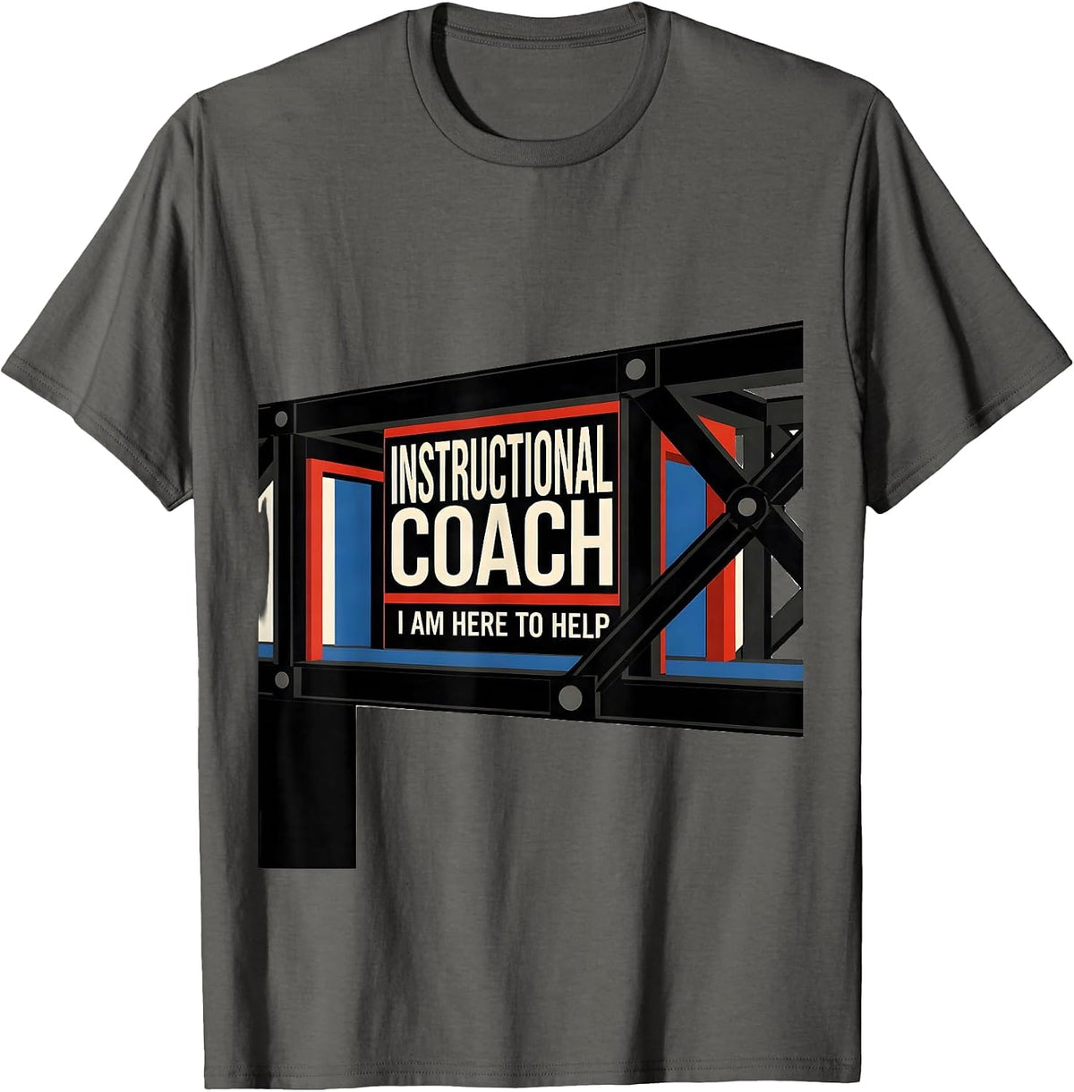 Instructional Coach I Am Here To Help Bauhaus Modernist T-Shirt - Asphalt Grey