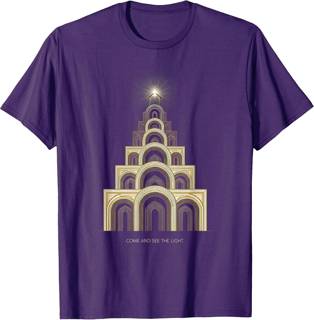 Men's Come And See The Light Art Deco Christian Faith Christmas T-Shirt - Purple