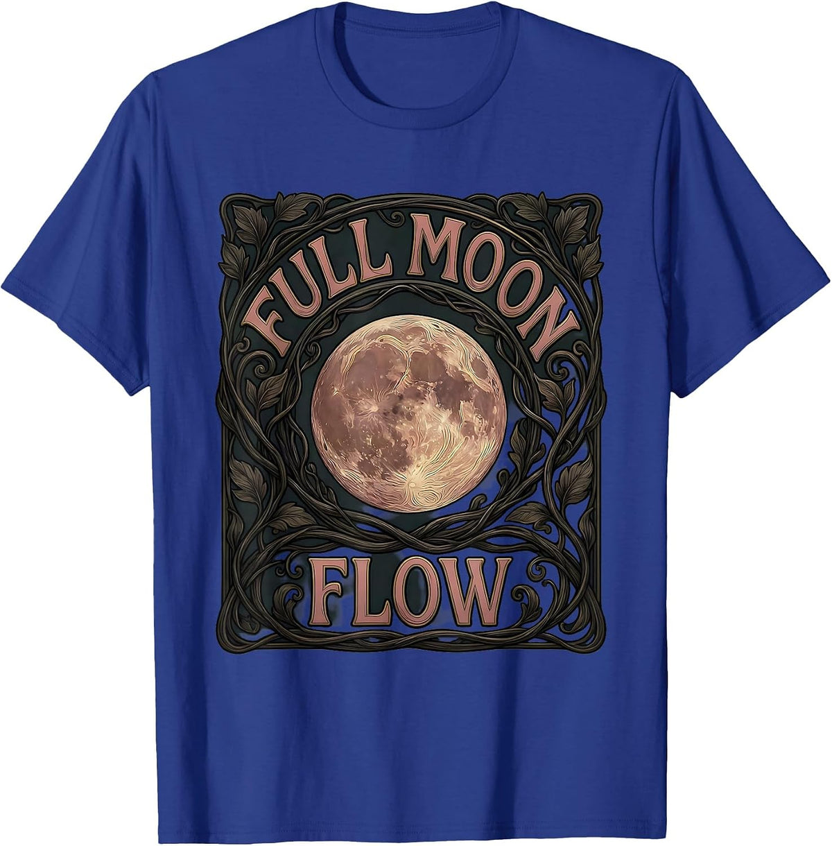 Full Moon Flow Art Nouveau Lunar Cycle Astrology T-Shirt - Royal Blue