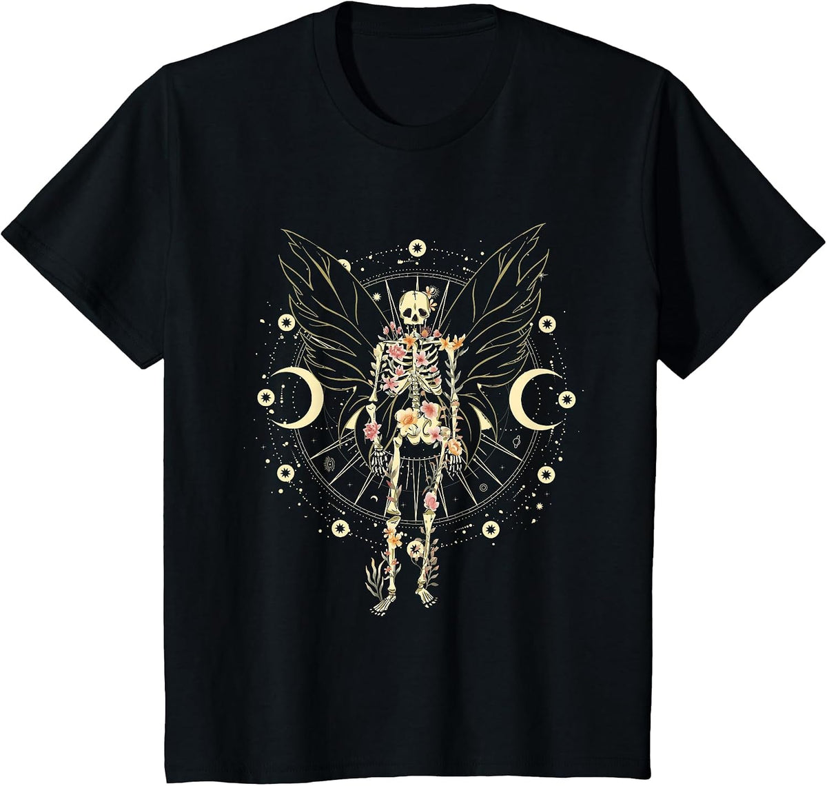 Fairy Grunge Fairycore Aesthetic Butterfly Skeleton Gothic T-Shirt - Black